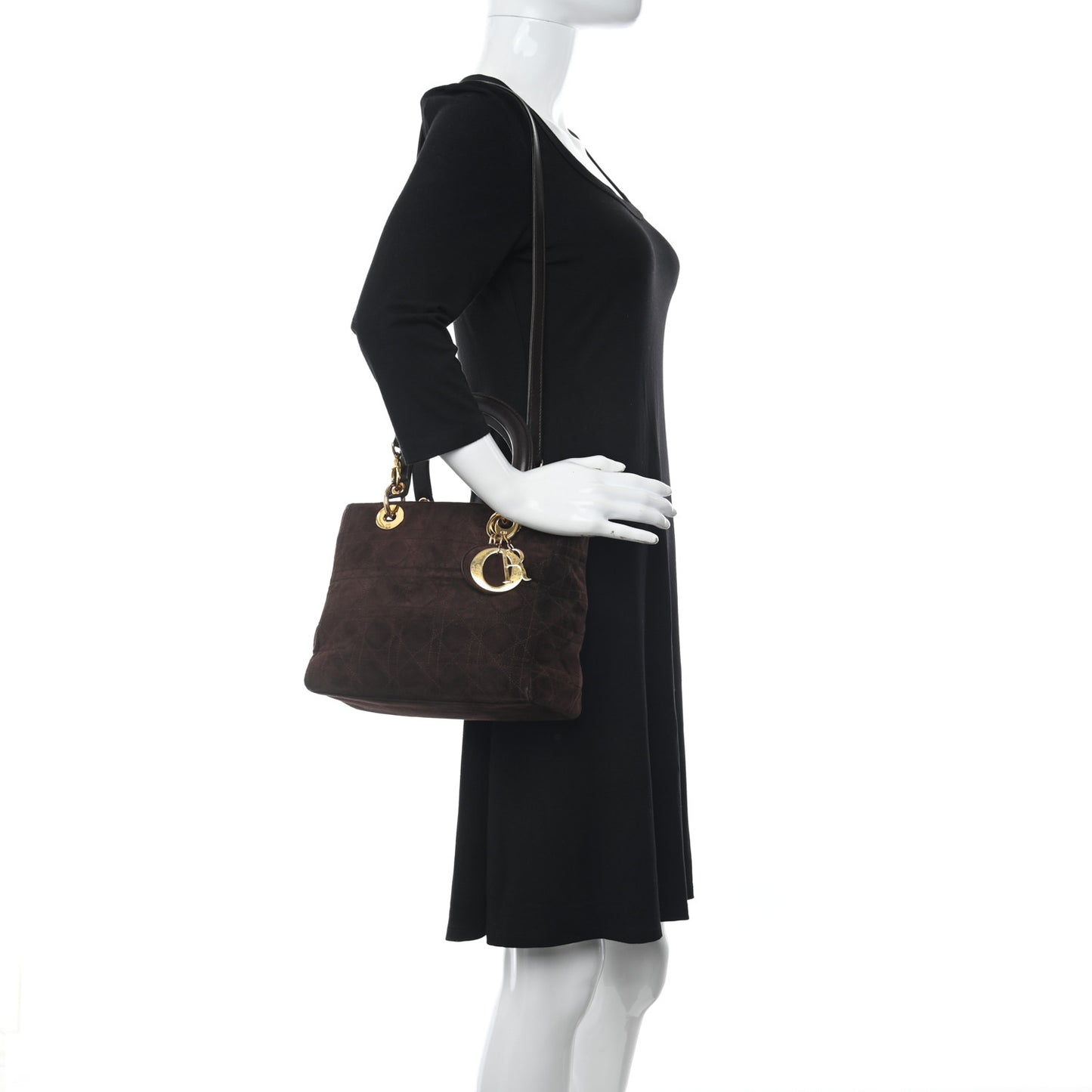 Suede Cannage Medium Lady Dior Brown