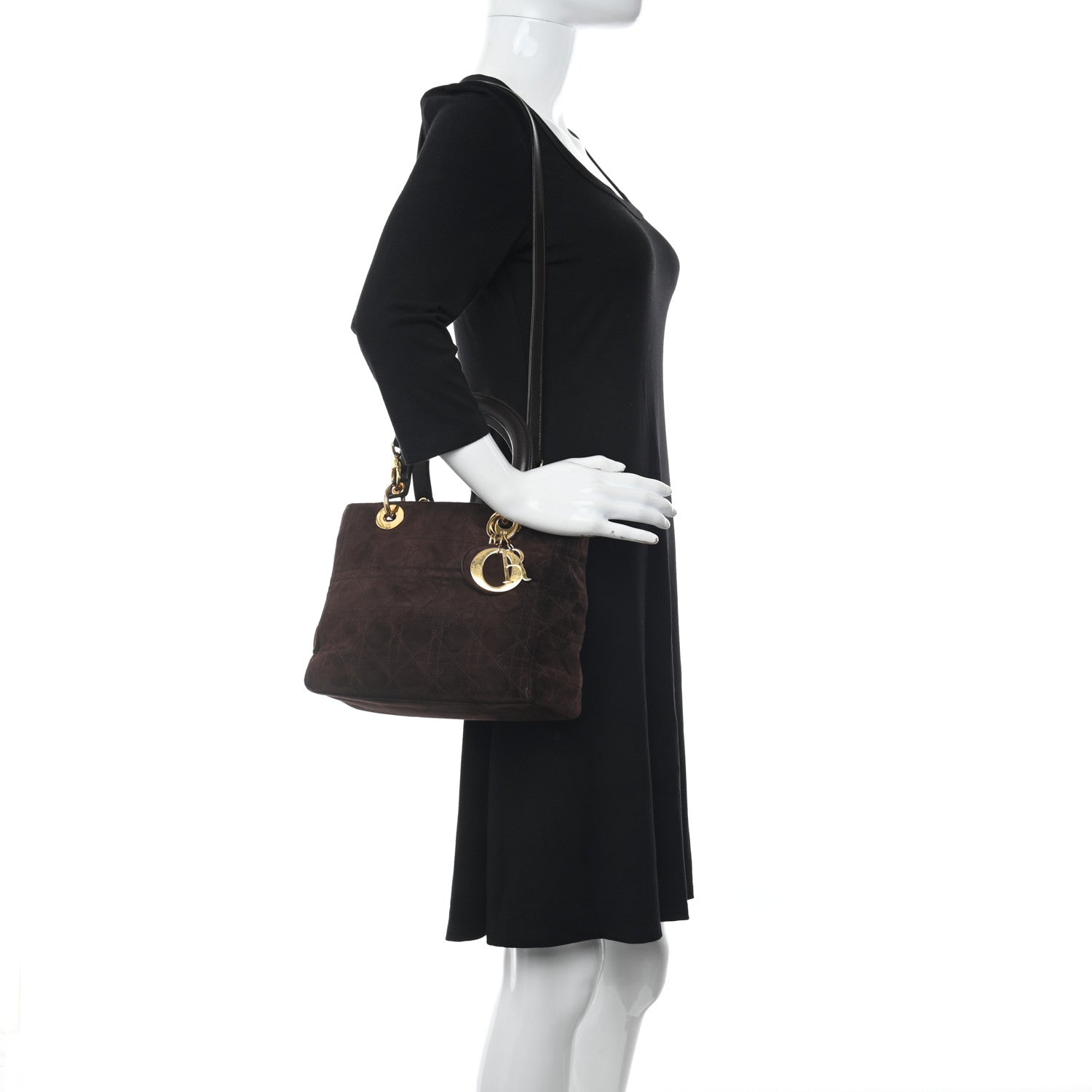 Christian Dior Suede Cannage Medium Lady Dior Brown 2 of 13