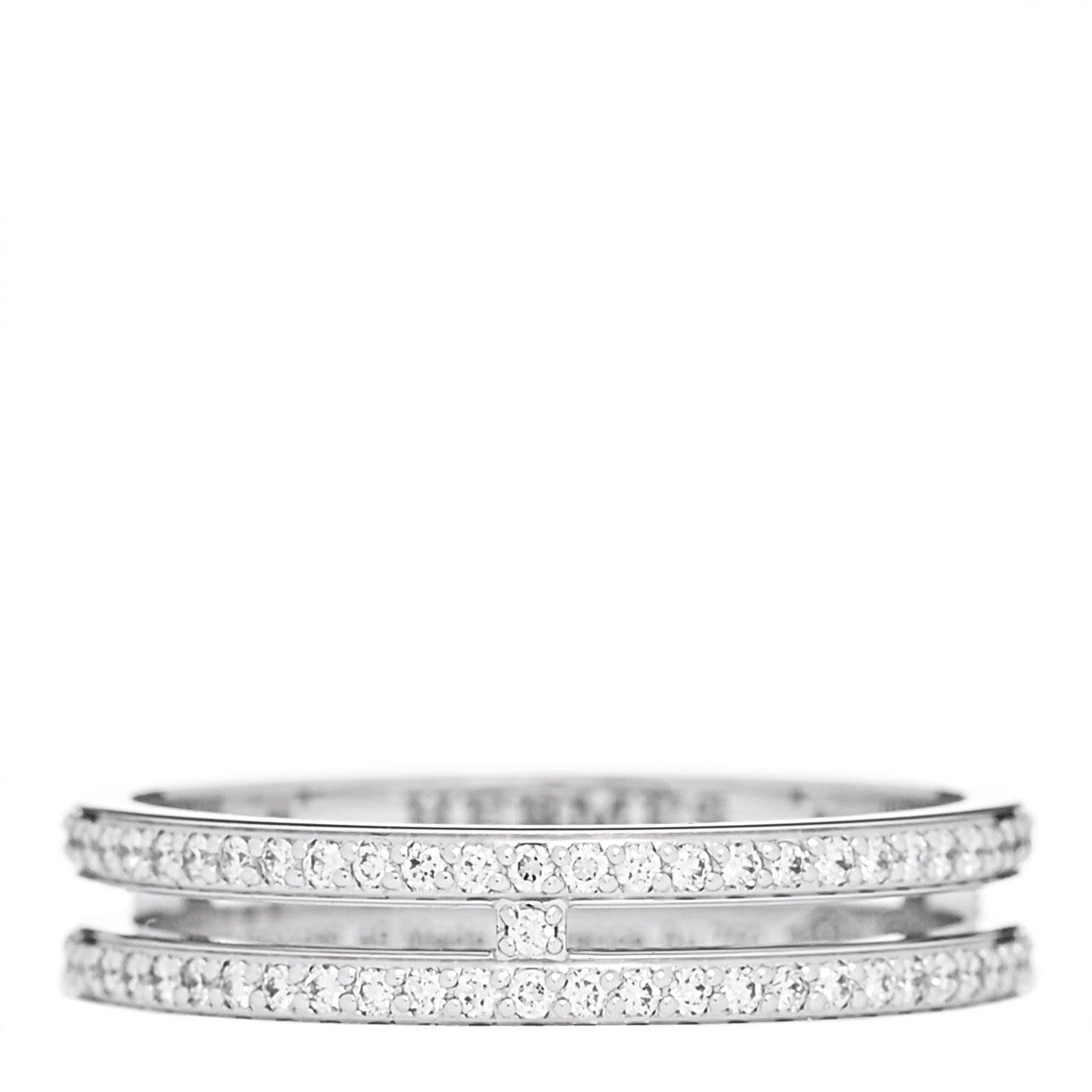 Hermes 18K White Gold Diamond Ariane Wedding Band Ring 49 4.75 1 of 5