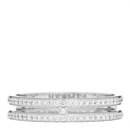 Hermes 18K White Gold Diamond Ariane Wedding Band Ring 49 4.75 1 of 5