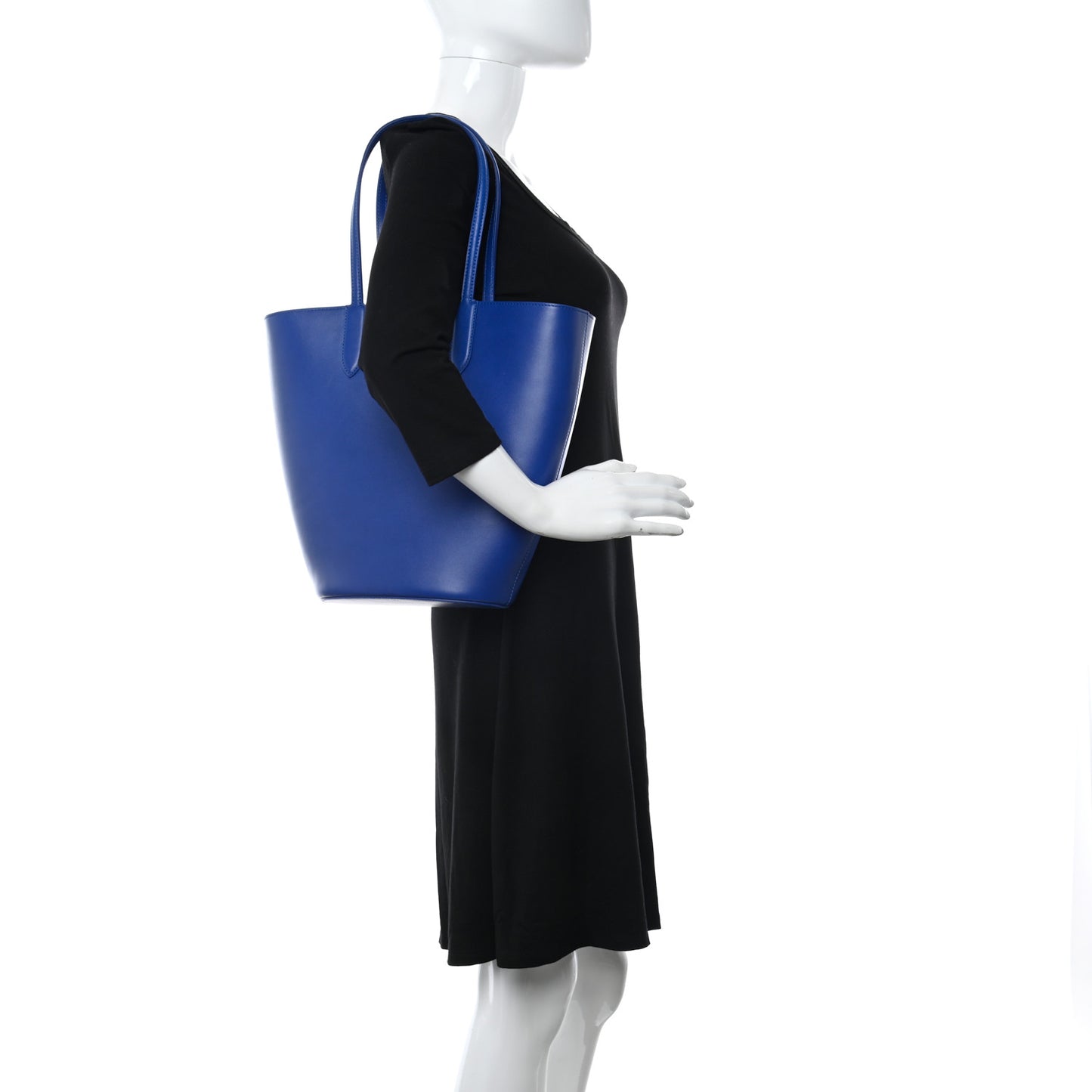 Grained Calfskin Skull Open Shopper Tote Blue