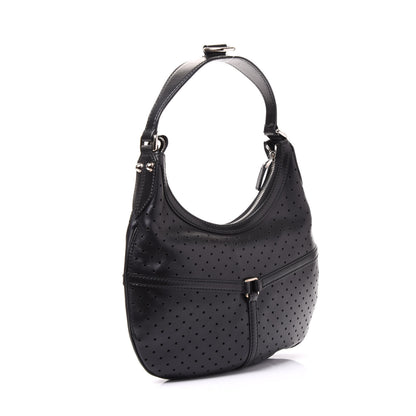 Gucci Perforated Calfskin Reins Hobo Black 2 of 8
