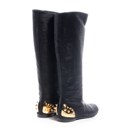 FASHIONPHILE GIUSEPPEZANOTTIEmbossedStingrayLeatherSpikedCapBoots37.5NeroBlack 3 of 5