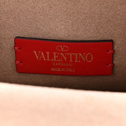 Valentino Garavani Pebbled Calfskin Rockstud Flap Wallet On Chain Poudre 6 of 9