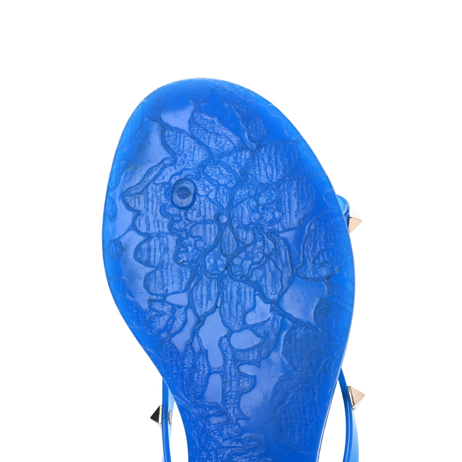 Valentino Garavani PVC Jelly Rockstud Bow Thong Sandals 38 Blue Fluo 10 of 16