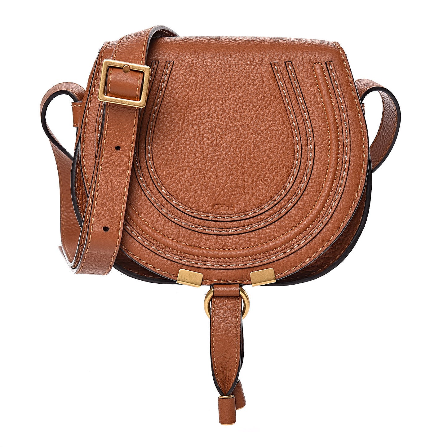 Calfskin Mini Marcie Round Crossbody Bag Tan