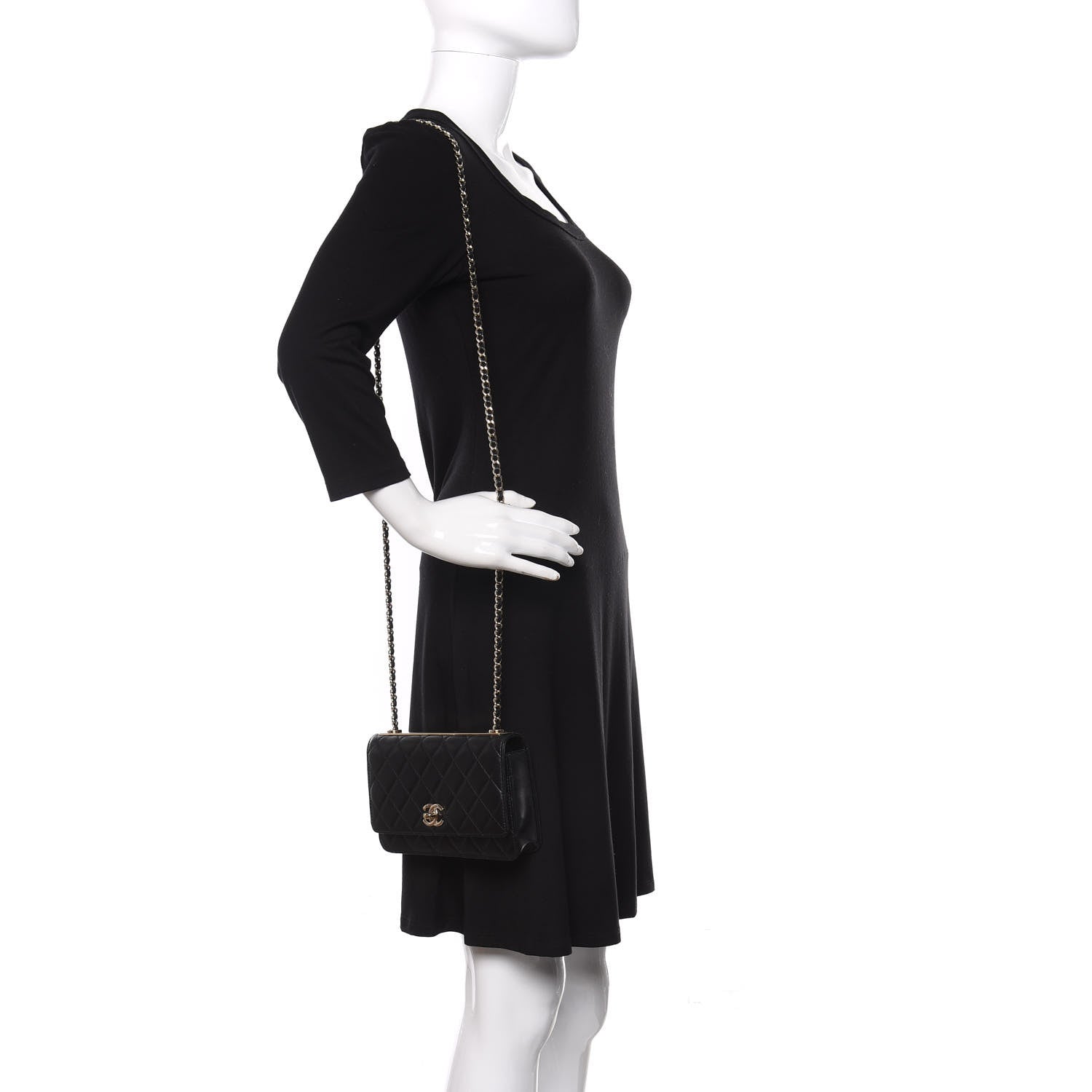 Chanel Lambskin Quilted Trendy CC Wallet On Chain WOC Black 2 of 14