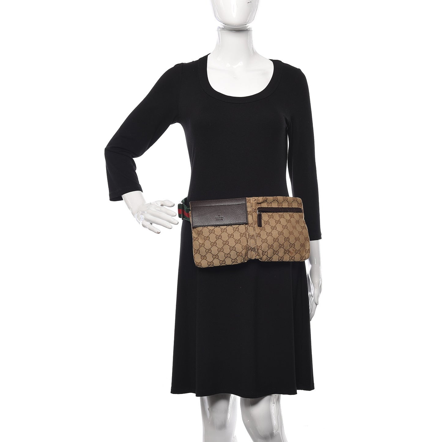 Monogram Web Belt Bag Dark Brown
