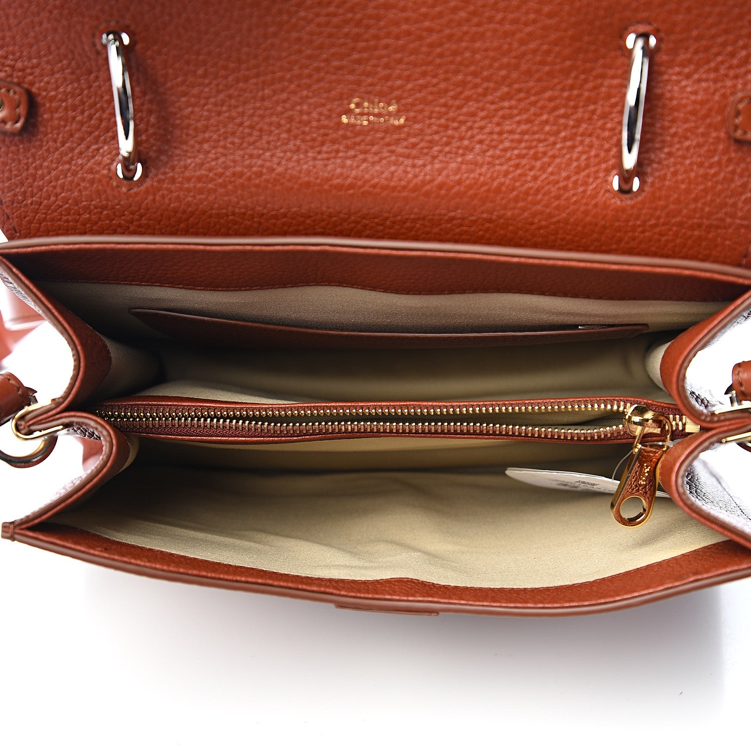 Chloe Shiny Grained Calfskin Medium Aby Day Shoulder Bag Sepia Brown 4 of 8