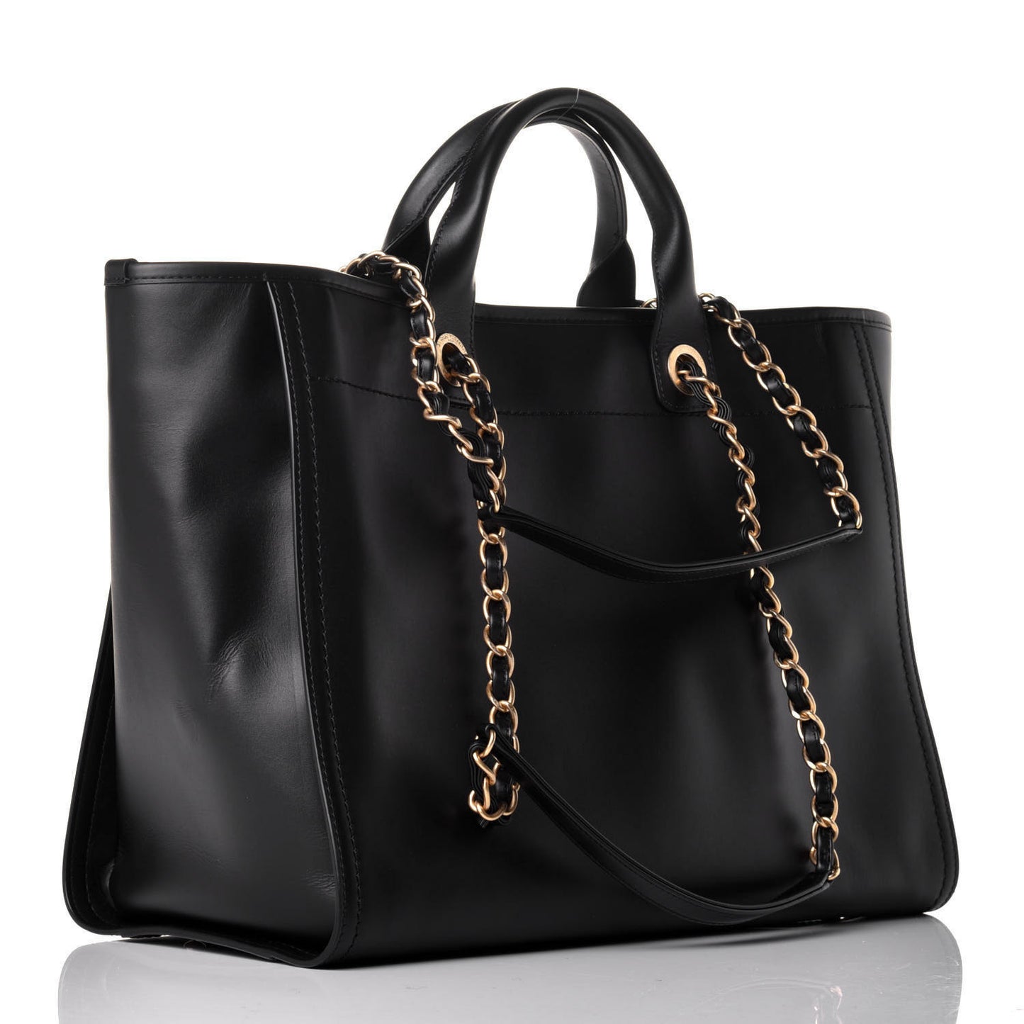 Calfskin Medium Deauville Tote Black