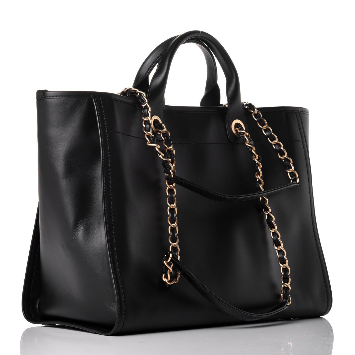 Chanel Calfskin Medium Deauville Tote Black 4 of 10