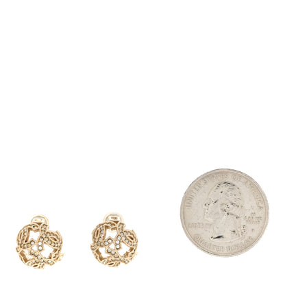 Chanel Crystal CC Ball Earrings Gold 2 of 5