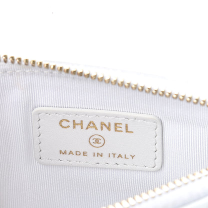 Chanel Calfskin Crocodile Embossed Cocodile Cosmetic Case White Gold 6 of 8