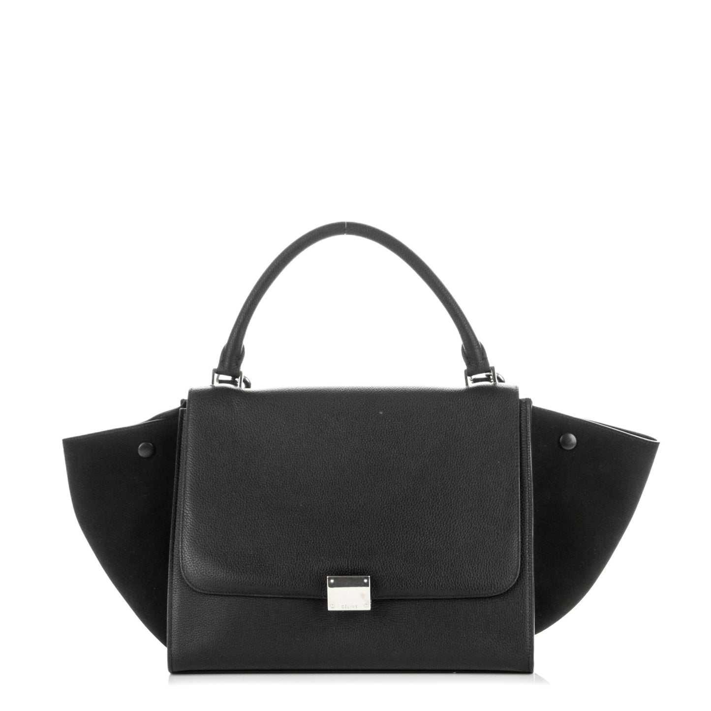 Drummed Calfskin Suede Medium Trapeze Black