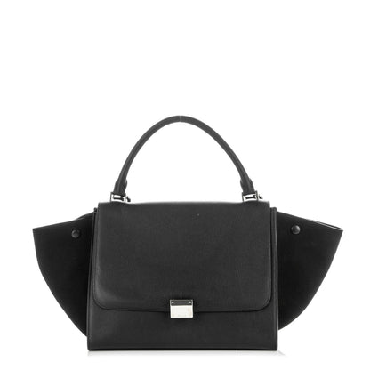 Celine Drummed Calfskin Suede Medium Trapeze Black 1 of 8