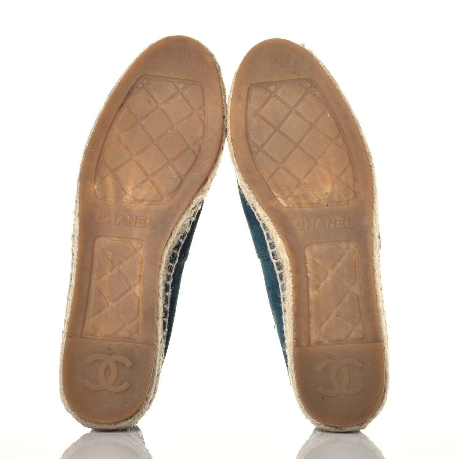 Chanel Suede Pearl CC Espadrilles 36 Teal 5 of 8