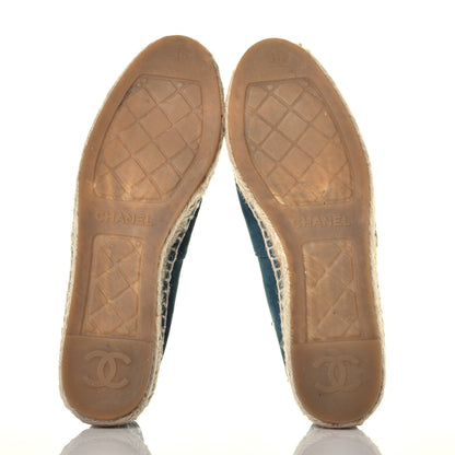 Chanel Suede Pearl CC Espadrilles 36 Teal 5 of 8