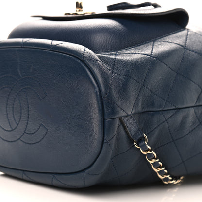 Chanel Sheepskin Caviar Quilted Daily Round Backpack Blue 10 of 10