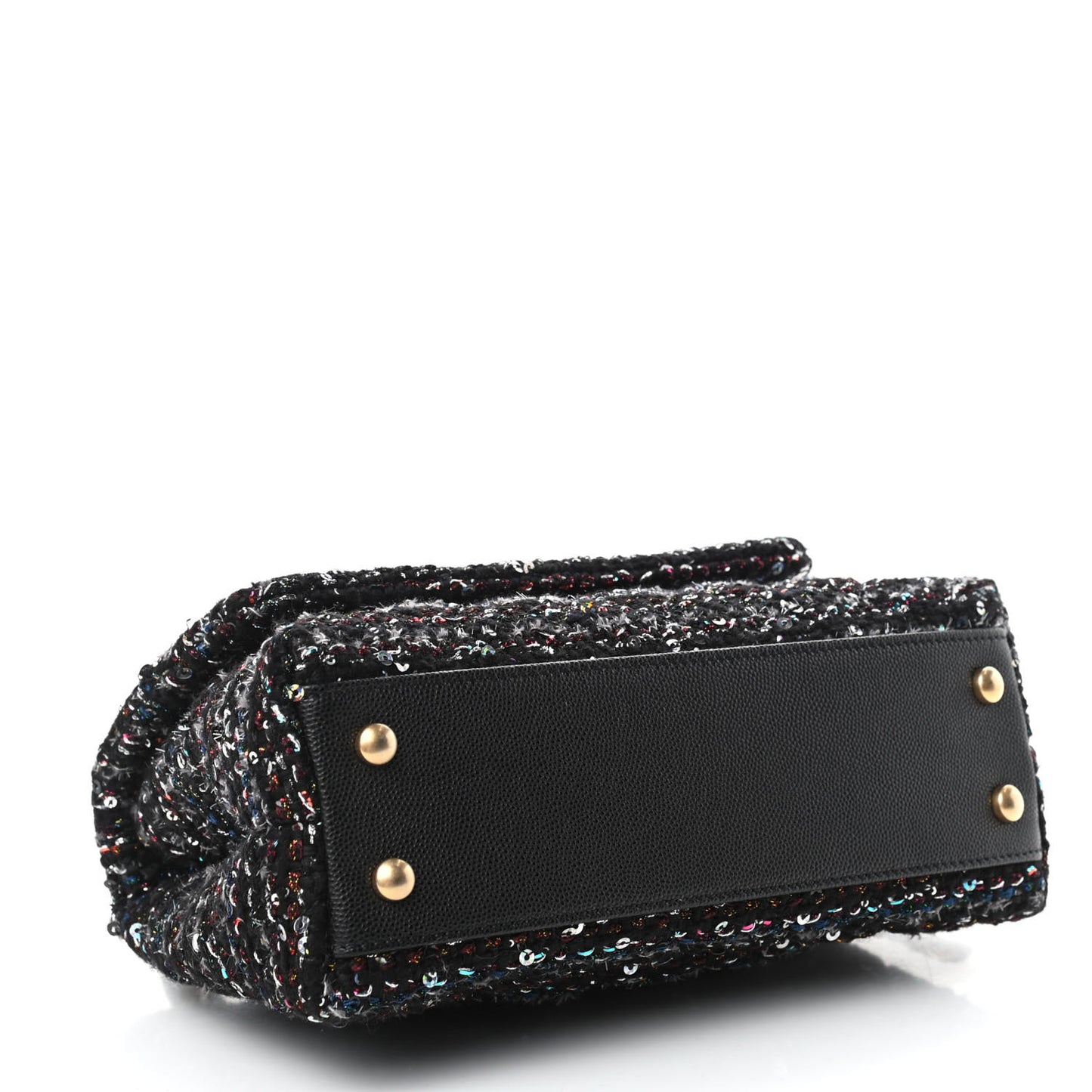 Tweed Sequin Mini Coco Handle Flap Black