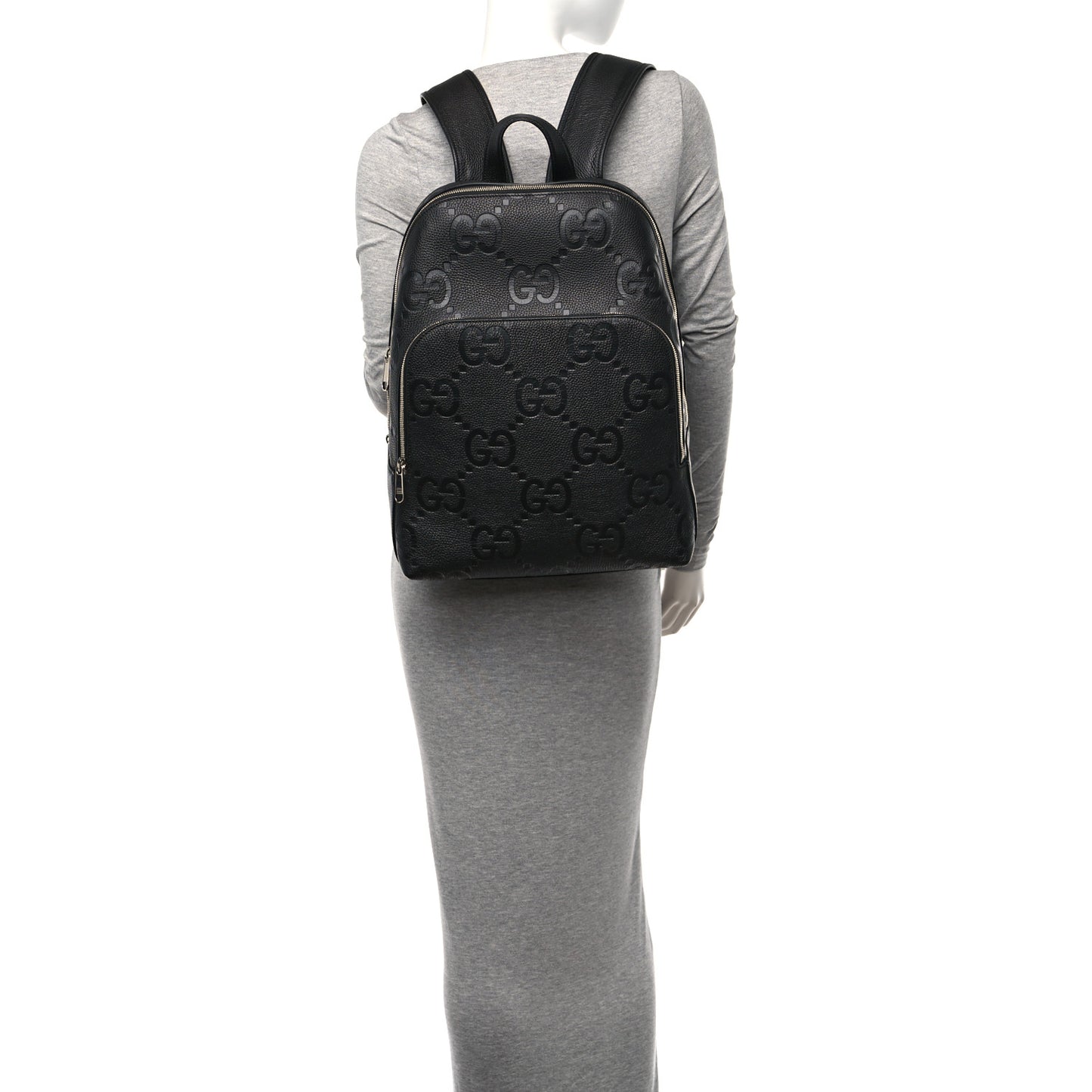 Calfskin Jumbo GG Embossed Large Backpack Black