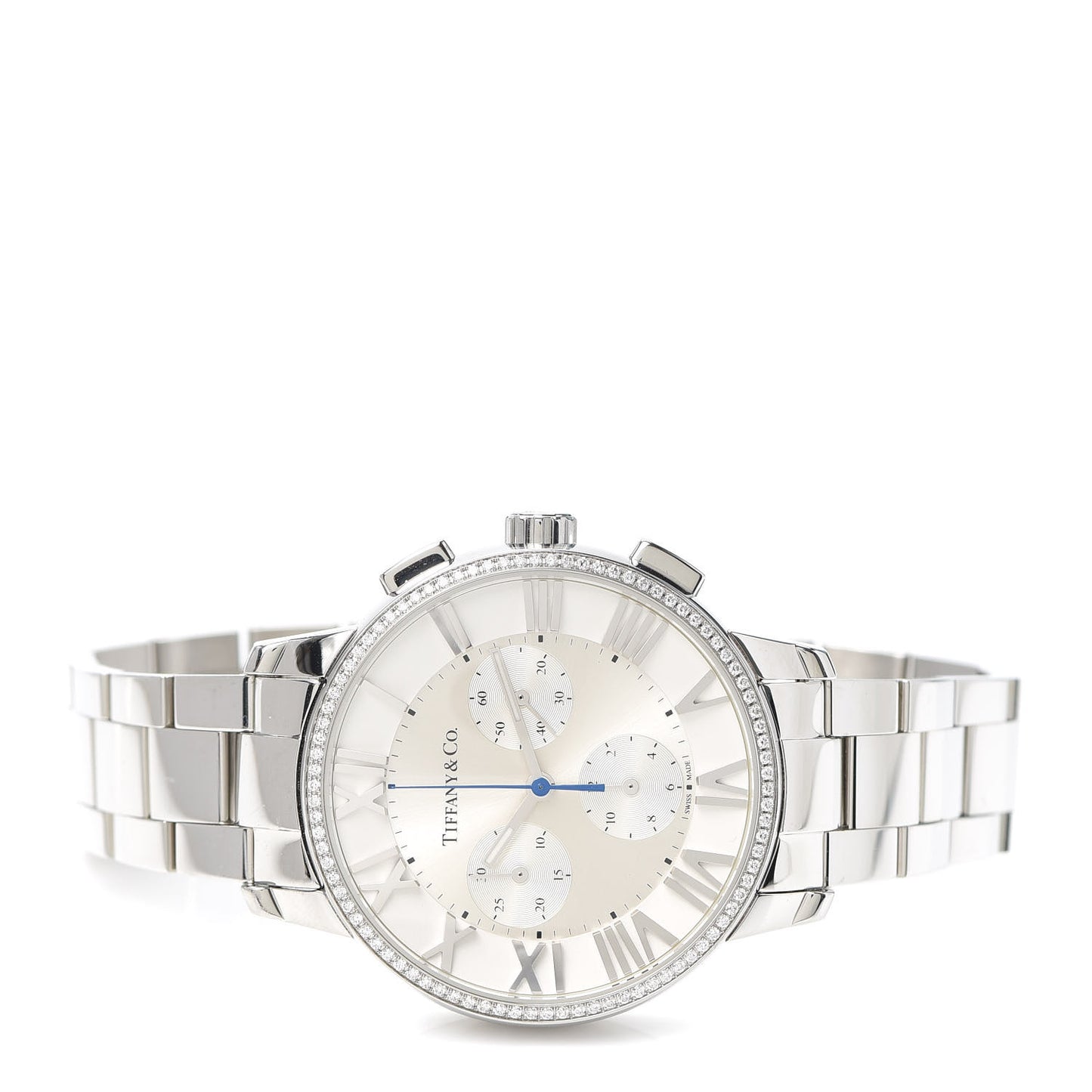 Stainless Steel Diamond Bezel 36mm Atlas Dome Chronograph Quartz Watch