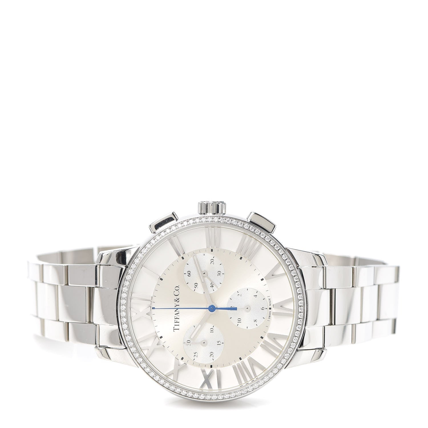Tiffany Stainless Steel Diamond Bezel 36mm Atlas Dome Chronograph Quartz Watch 2 of 6