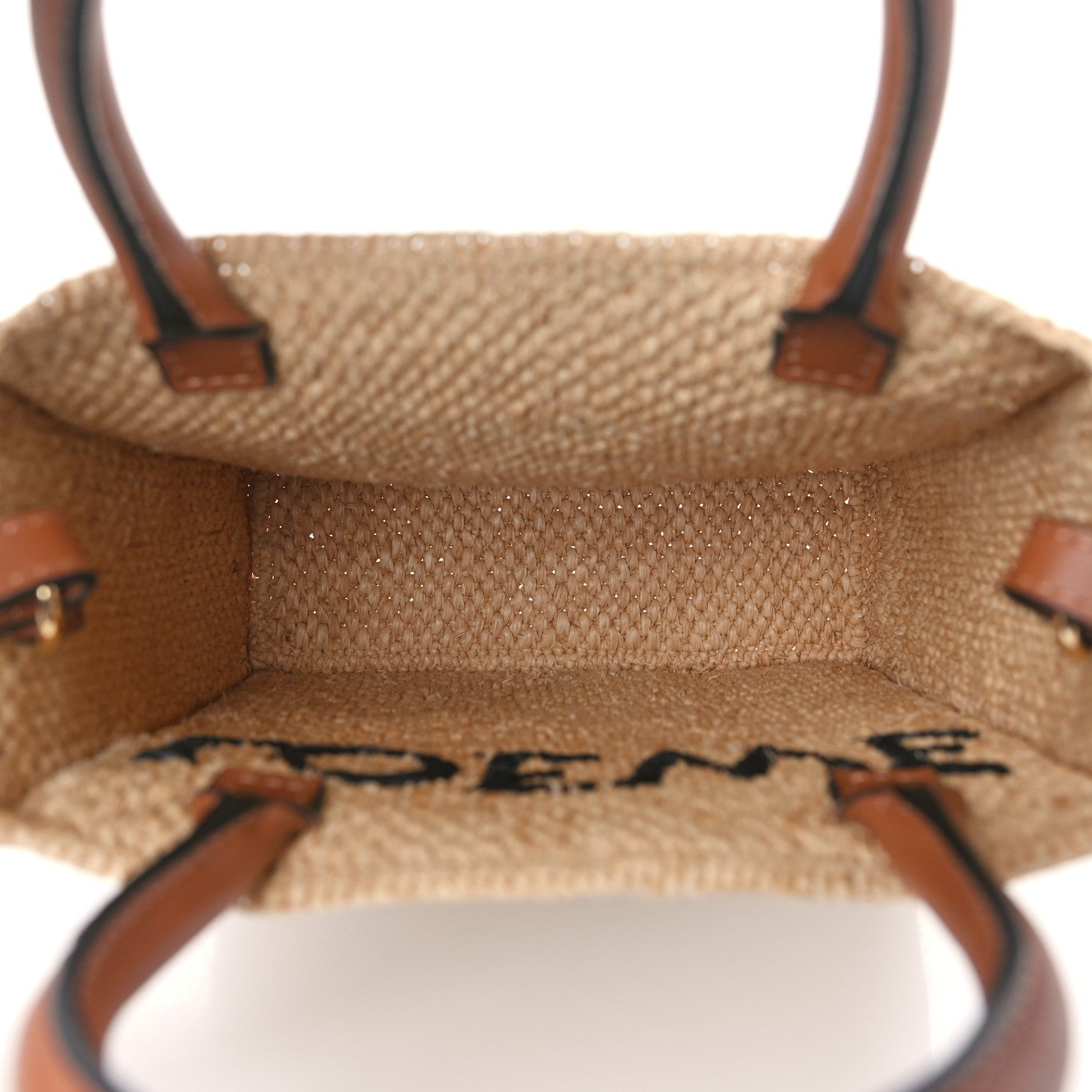 Loewe Raffia Calfskin Standard A5 Tote Bag Natural Black 5 of 8