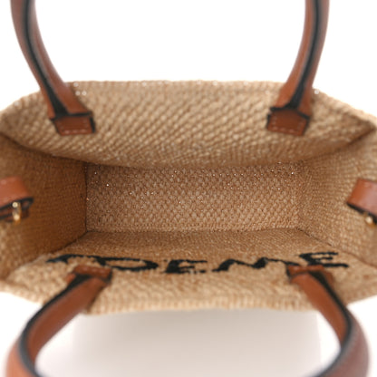 Loewe Raffia Calfskin Standard A5 Tote Bag Natural Black 5 of 8