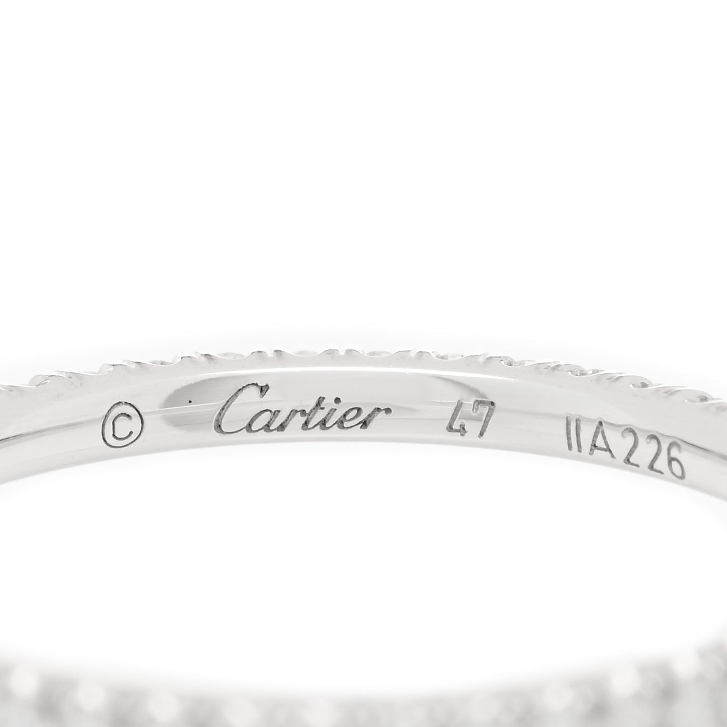 18K White Gold Diamond 1.5mm Etincelle de Cartier Wedding Band Ring 47 4
