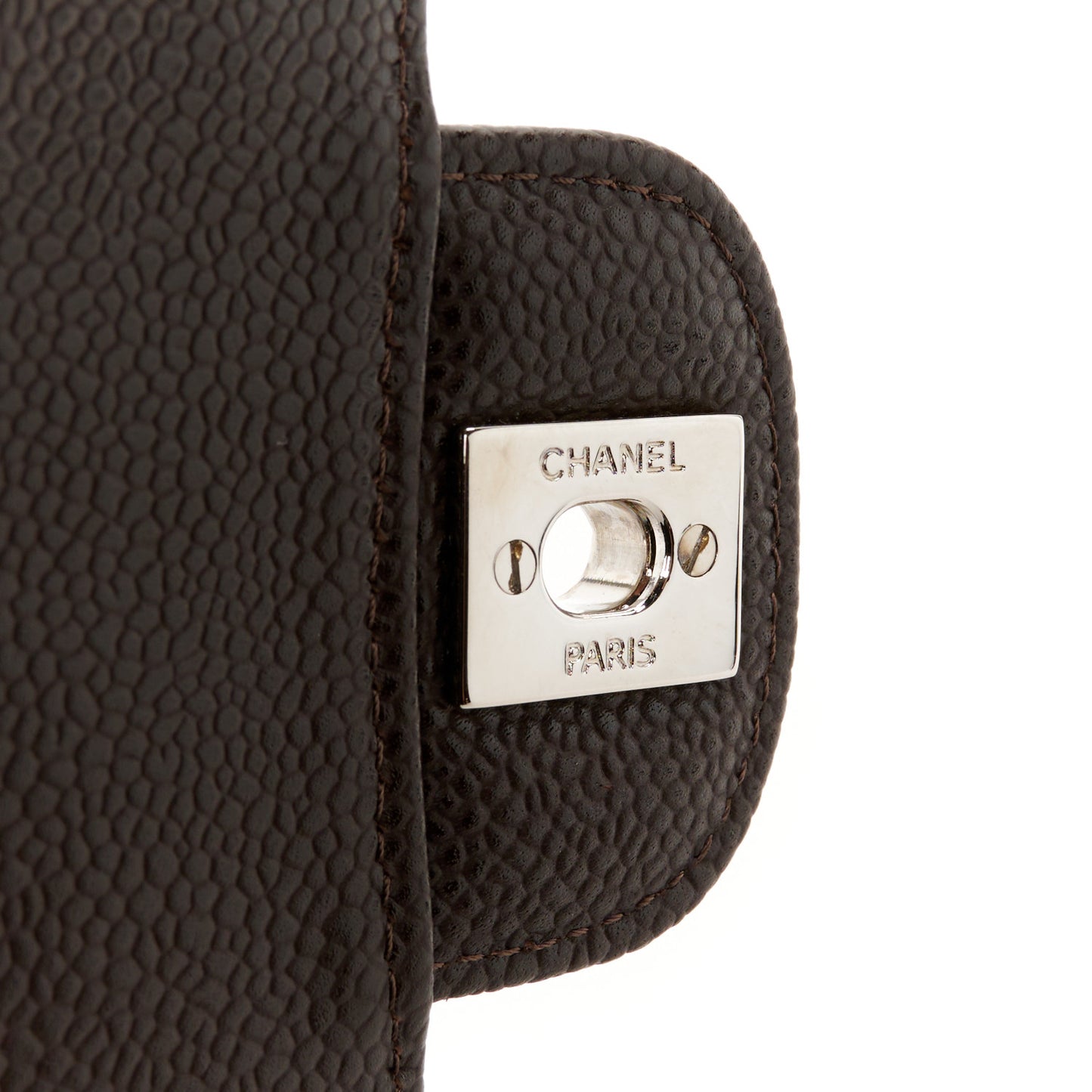 Caviar Quilted East West Flap Dark Brown