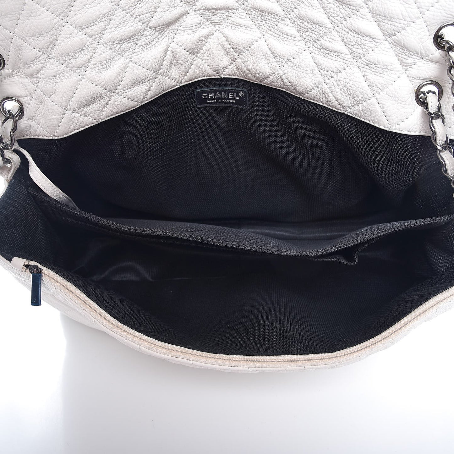 Calfskin Quilted XXL Travel Flap Bag White