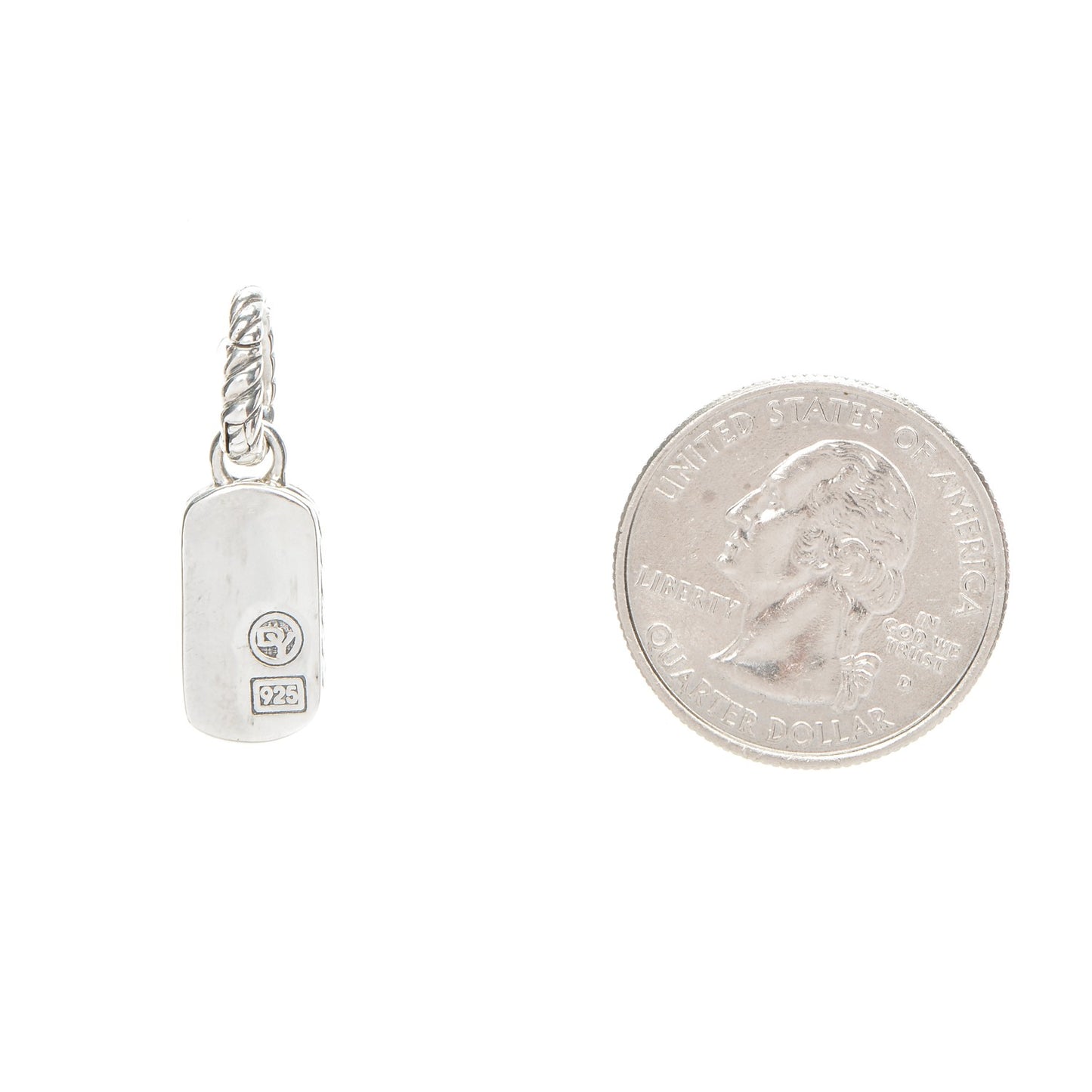 Sterling Silver Mother Of Pearl Small Dog Tag Enhancer Pendant