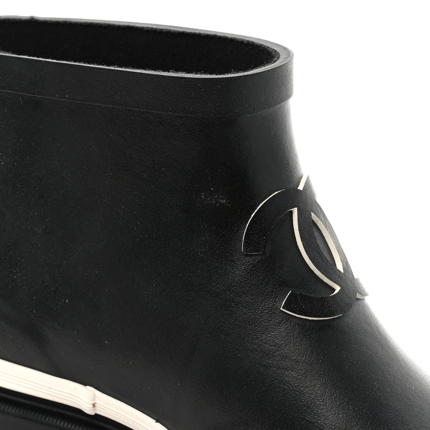 Chanel Rubber CC Short Rain Boots 38 Black 10 of 11