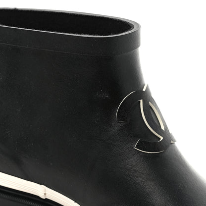 Chanel Rubber CC Short Rain Boots 38 Black 10 of 11