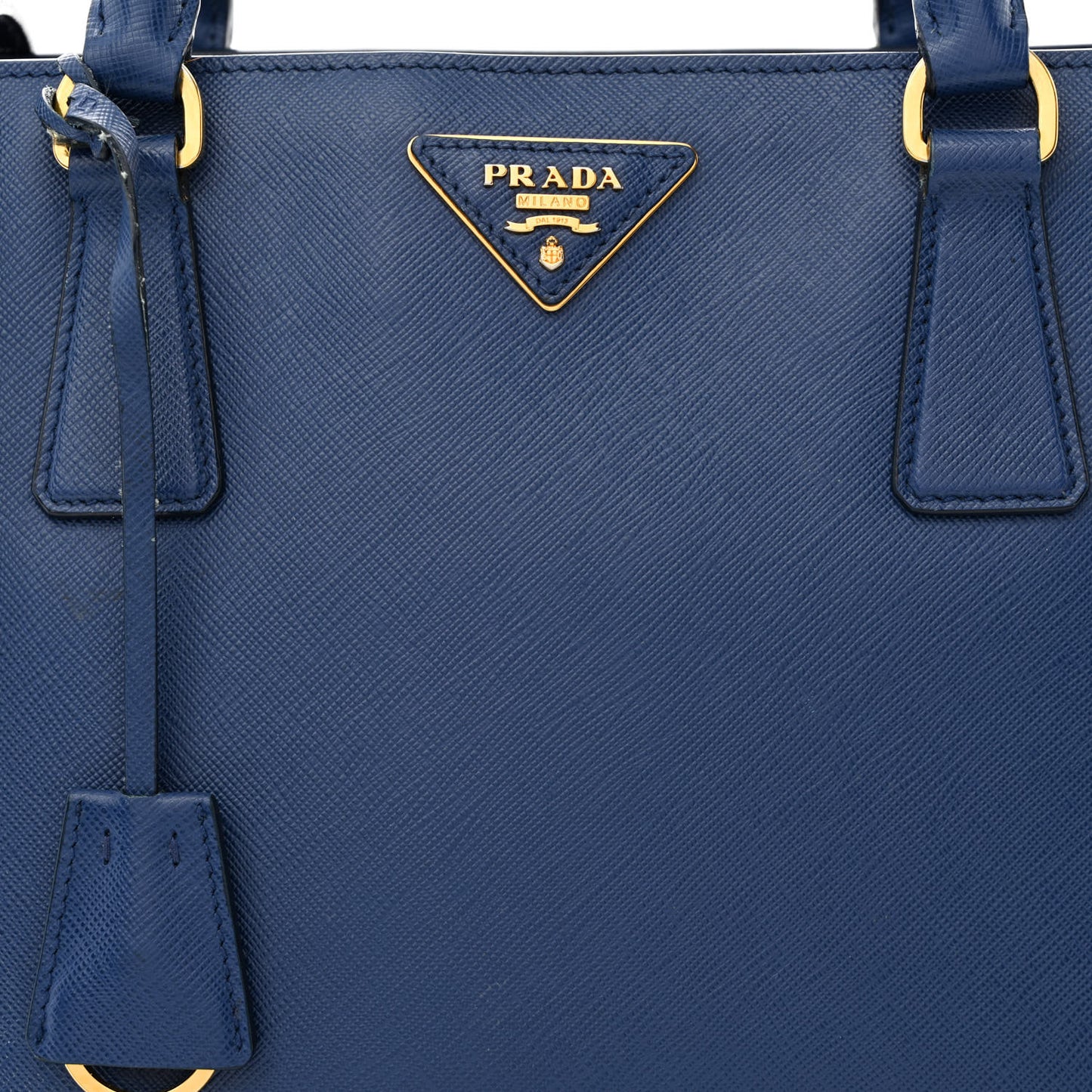 Saffiano Lux Medium Double Zip Tote Bluette