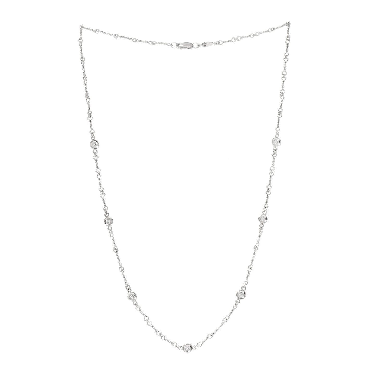 18K White Gold Diamond Dog Bone Chain Necklace