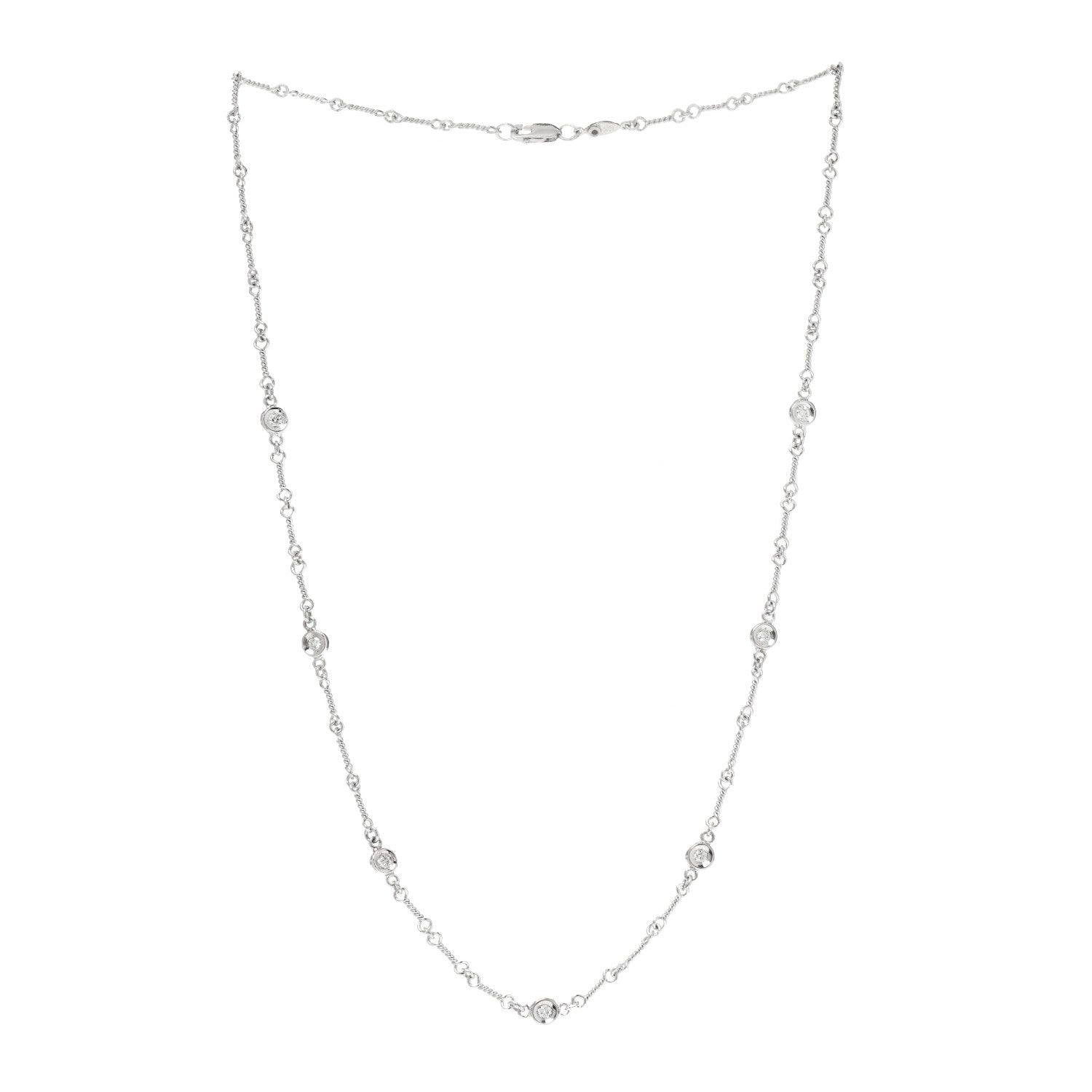 Roberto Coin 18K White Gold Diamond Dog Bone Chain Necklace 3 of 5