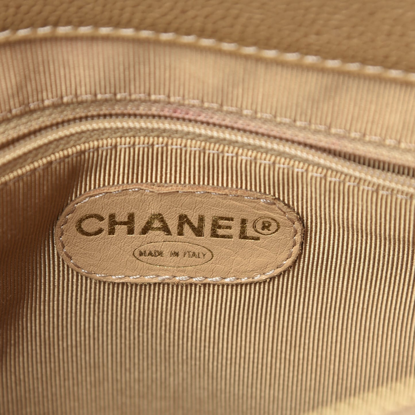 Caviar Flap Shoulder Bag Beige