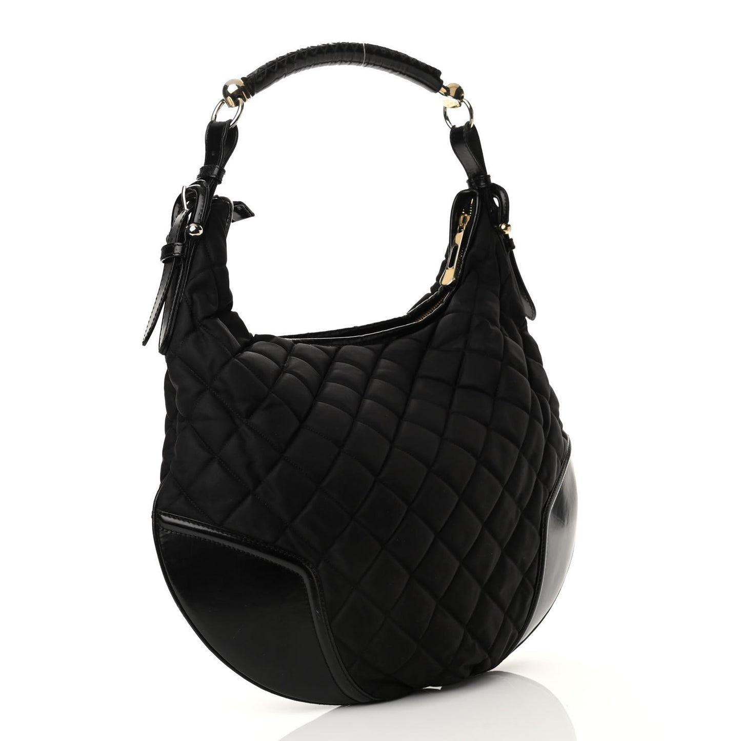 Nylon Calfskin Quilted Hoxton Hobo Black