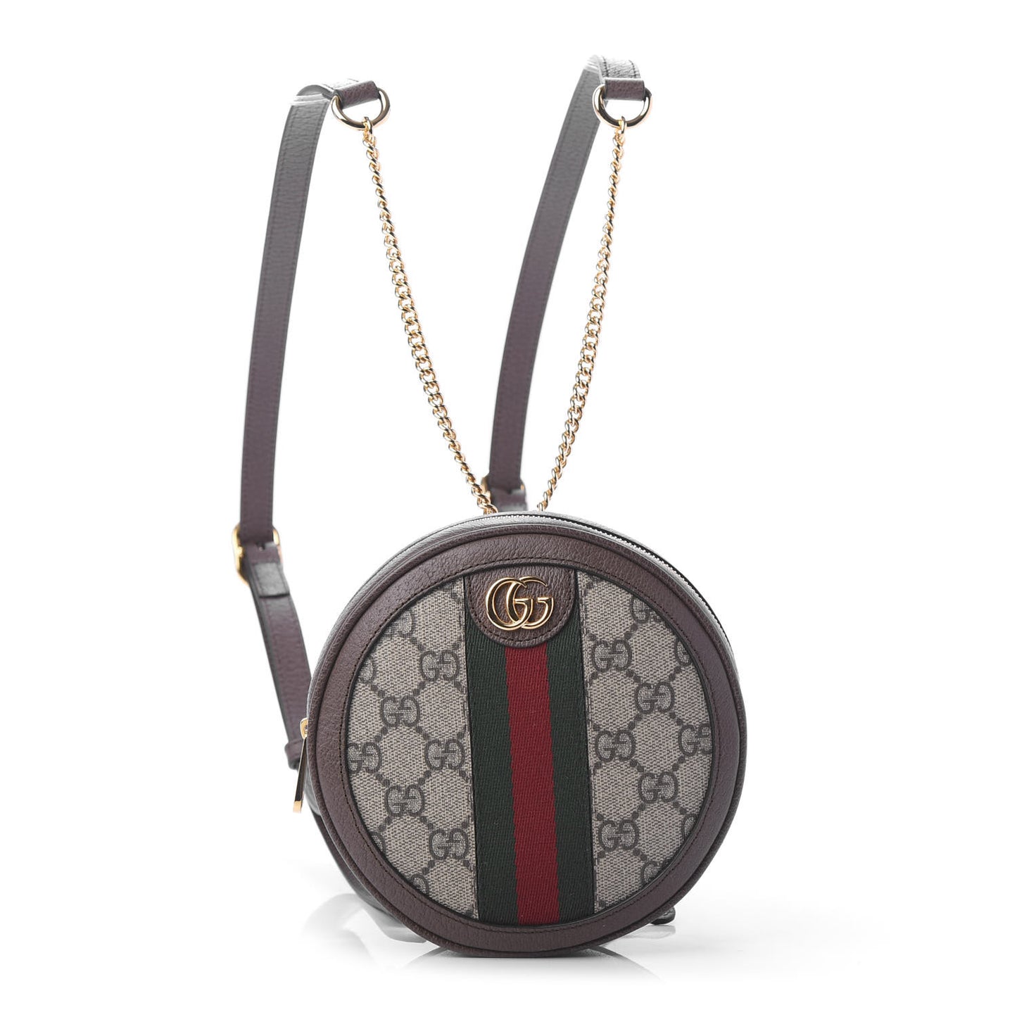GG Supreme Monogram Web Mini Ophidia Round Backpack Brown