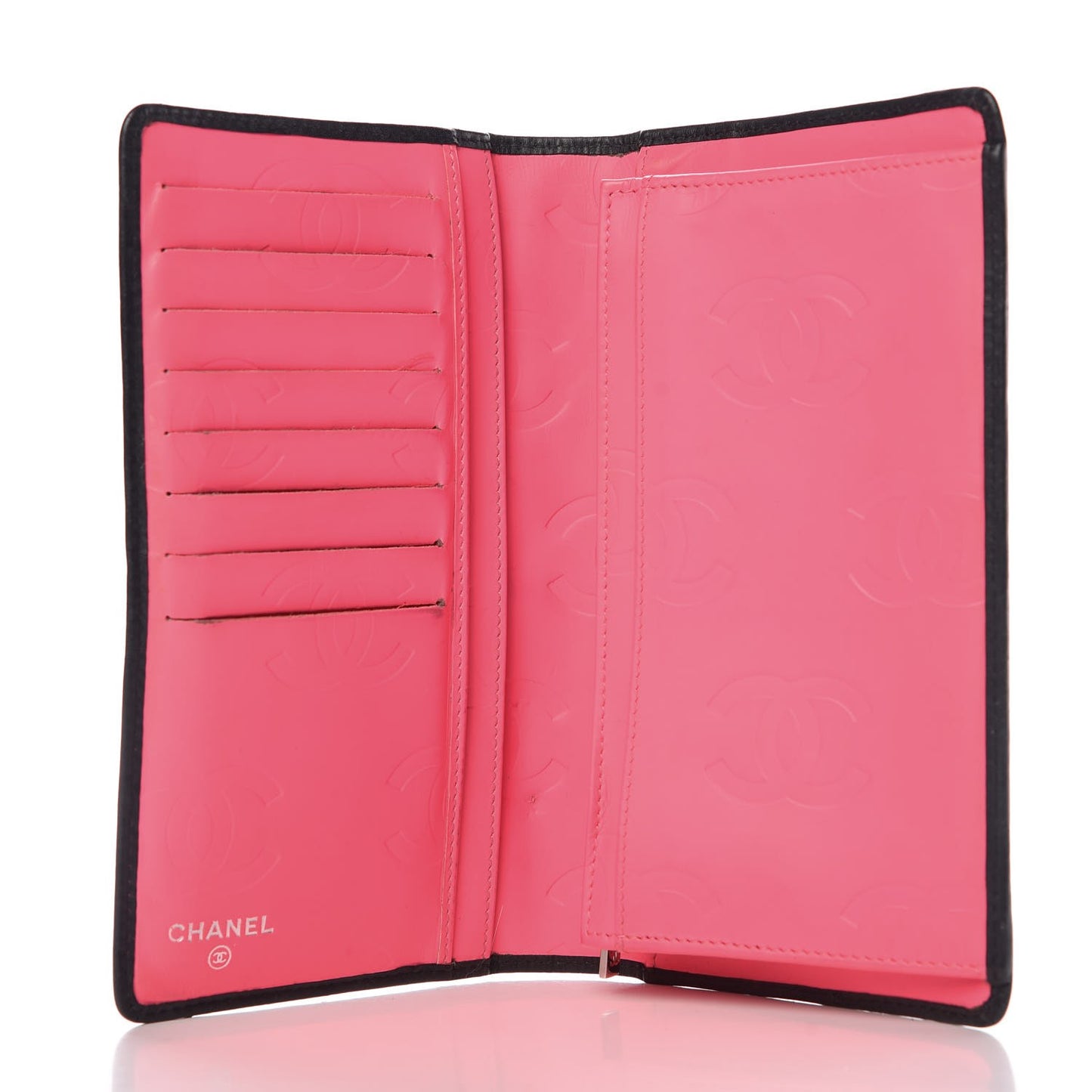Calfskin Quilted Cambon Yen Wallet Black