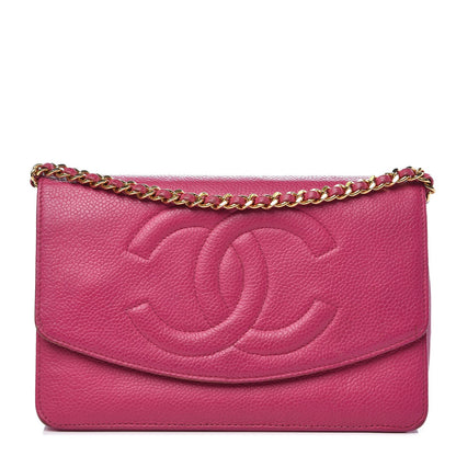 Chanel Caviar Timeless CC Wallet On Chain WOC Dark Pink 1 of 16