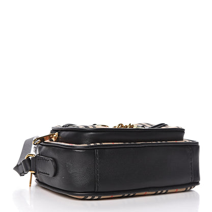 Burberry 1983 Knight Check Smooth Calfskin Link Camera Bag Black 4 of 10
