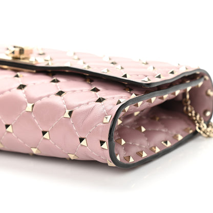 Valentino Garavani Nappa Rockstud Spike Wallet on Chain Water Rose 9 of 10