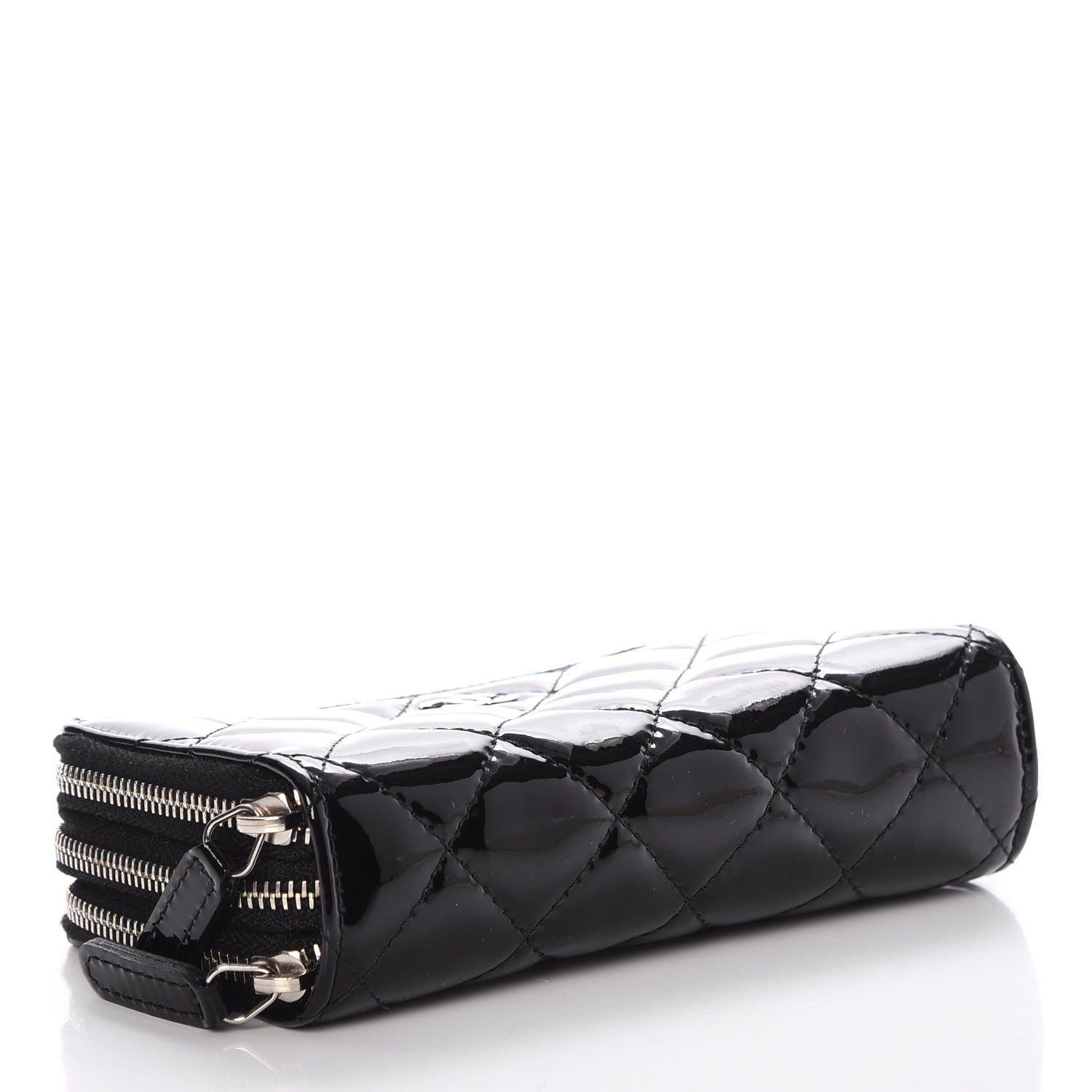 Chanel Patent Quilted Small Triple Zipper Wallet Black 4 of 9
