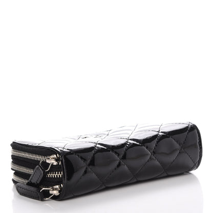 Chanel Patent Quilted Small Triple Zipper Wallet Black 4 of 9