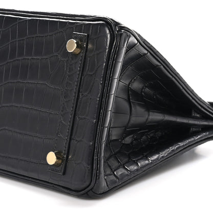 Hermes Matte Niloticus Crocodile Birkin 25 Black 10 of 11