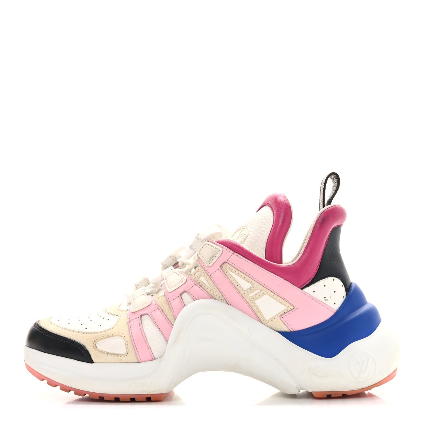 Calfskin Technical Nylon LV Archlight Sneakers 37.5 White Pink Blue