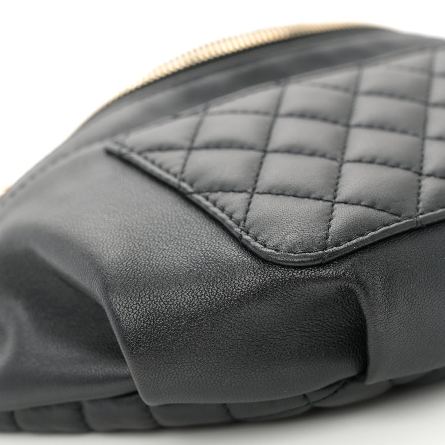 Lambskin Quilted Waist Bag Fanny Pack Black