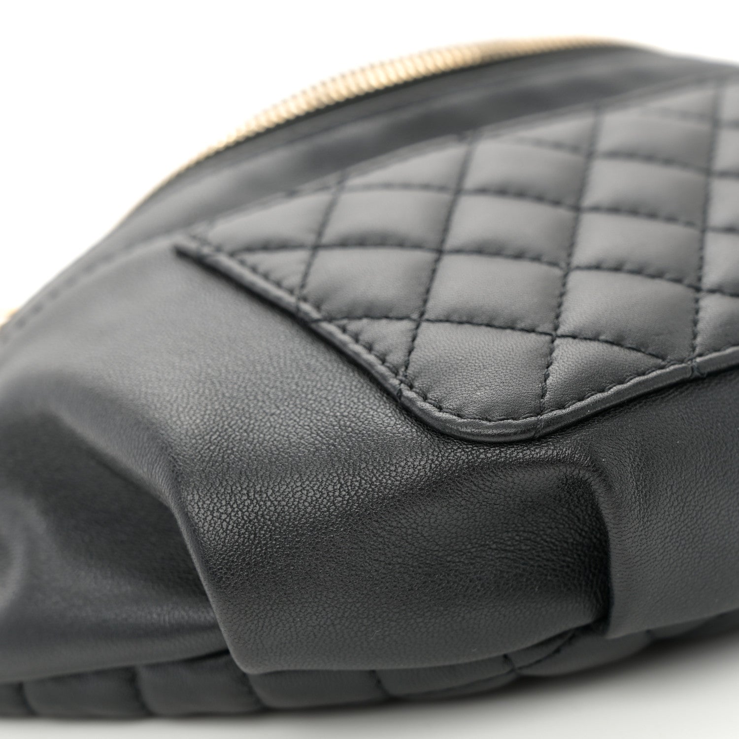 Chanel Lambskin Quilted Waist Bag Fanny Pack Black 9 of 10